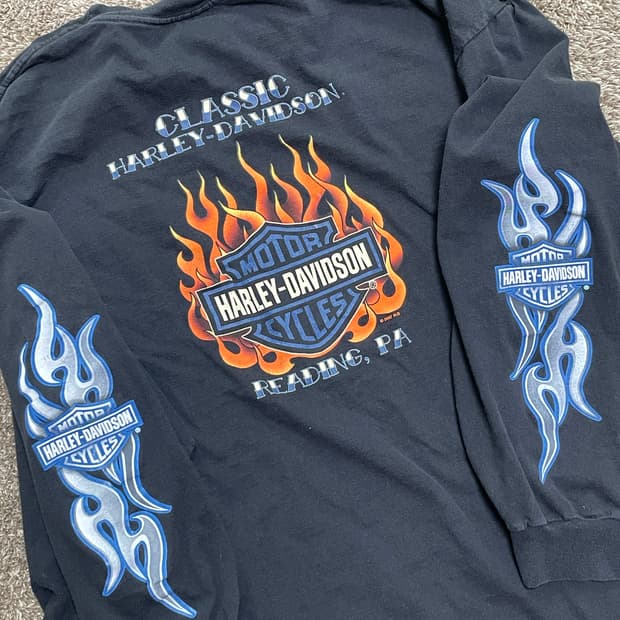 90s harley long sleeve 할리데이비슨 플레임 롱슬리브