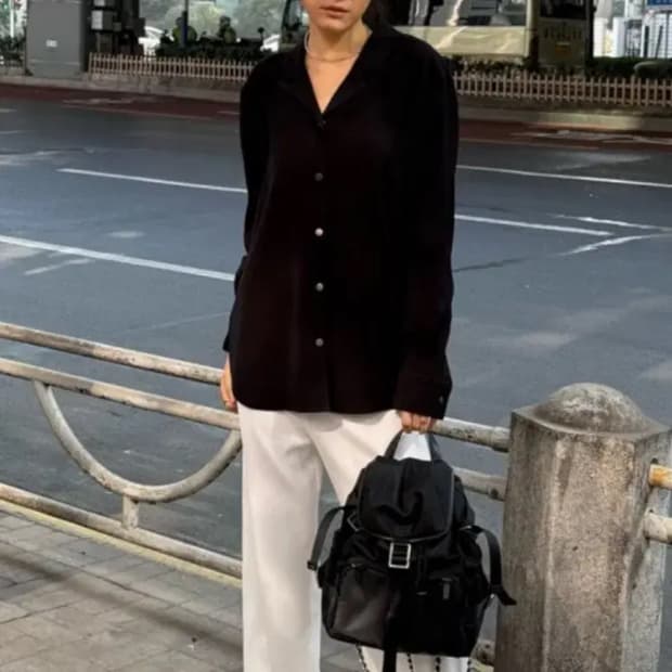 오르 오리지널 루 셔츠  블랙, 아이보리 s