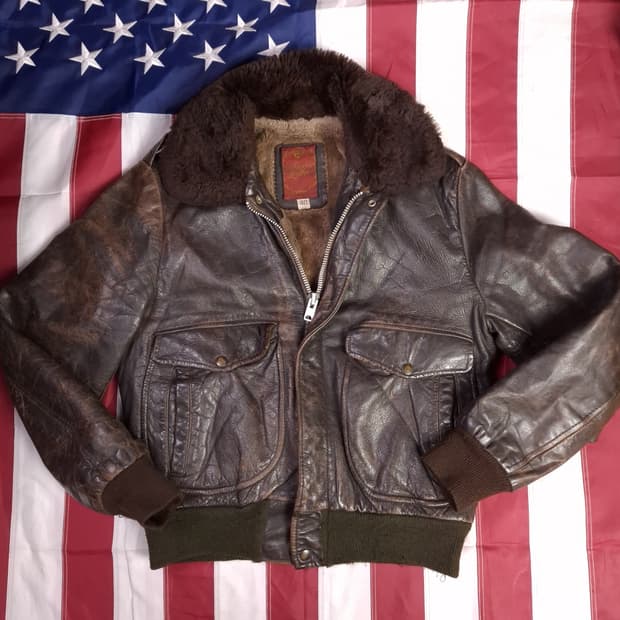 70's 미국제조 리얼레더 미해군 G-1 TYPE 항공자켓