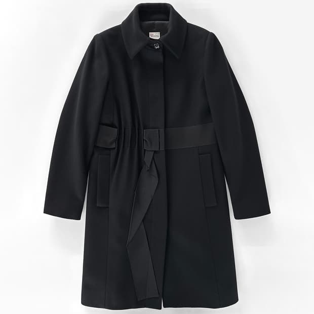 레드 발렌티노 울 블렌드 리본 벨트 코트