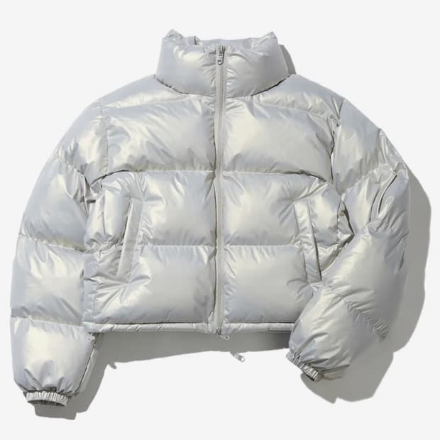 비터셀즈 크롭 푸퍼 자켓 - 실버