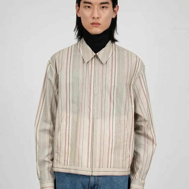 아모멘토  AMOMENTO 23FW stripe zip-up shirts