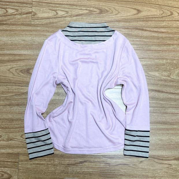 빈티지 핑크 브라운 레이어드 티셔츠 히메갸루 로걀 라떼 모리걸 긱시크