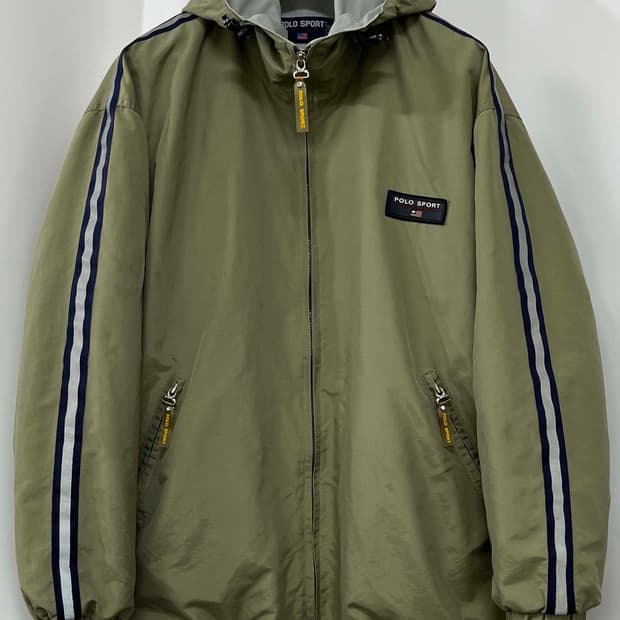 폴로 스포츠 USA 스펠아웃 백로고 올리브 윈드브레이커 자켓