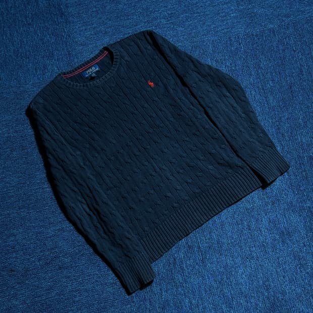 폴로 랄프로렌 네이비 꽈배기 니트