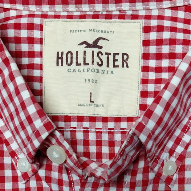 [L] 홀리스터 레드 긴팔 체크 셔츠 (상태 최상)