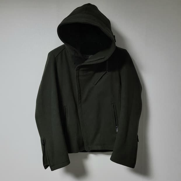 Katharin hamnett 하이넥 비대칭 코트