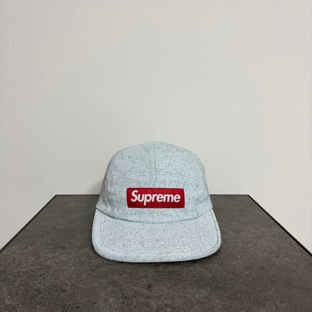(OS) 슈프림 박스로고 캠프캡 모자 워시드 데님 내츄럴