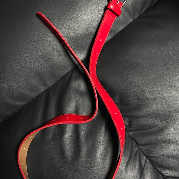 레드 벨트 가죽벨트 빈티지