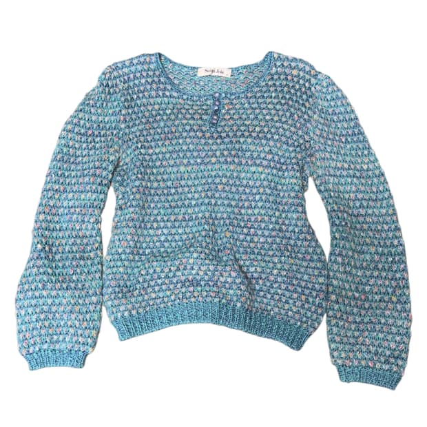 아쿠아블루 빈티지 짜임 니트 