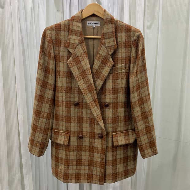 일본 빈티지 OLEART 울 체크 더블 자켓 1679