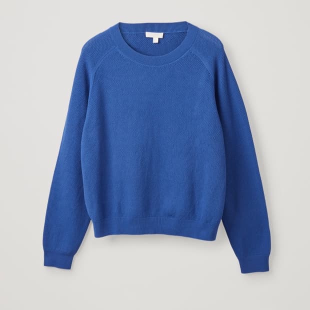 COS 코스 릴렉스드 코튼 니트 스웨터 M 블루