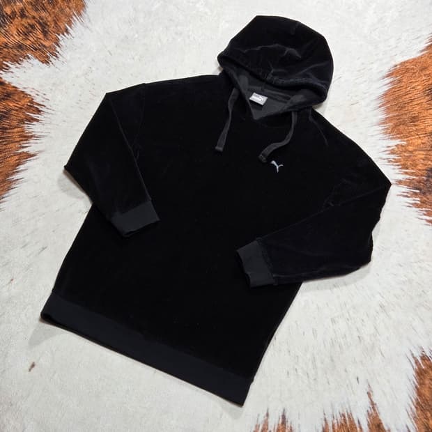푸마 벨벳 블랙 후드티