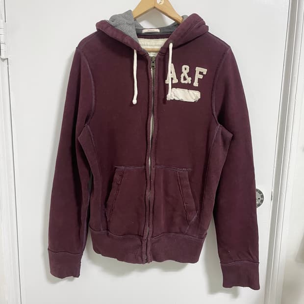 아베크롬비 버건디 후드집업