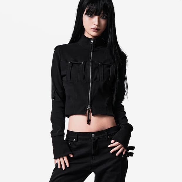 Eyang HIGH NECK STRAP ZIP-UP BLACK 