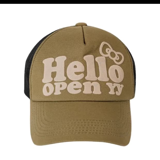 오픈yy openyy 헬로 키티 트러커캡 카키