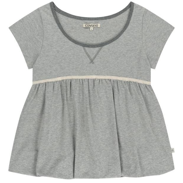 Coyseio 코이세이오 레이스 벌룬 티셔츠 멜란지그레이 1 size