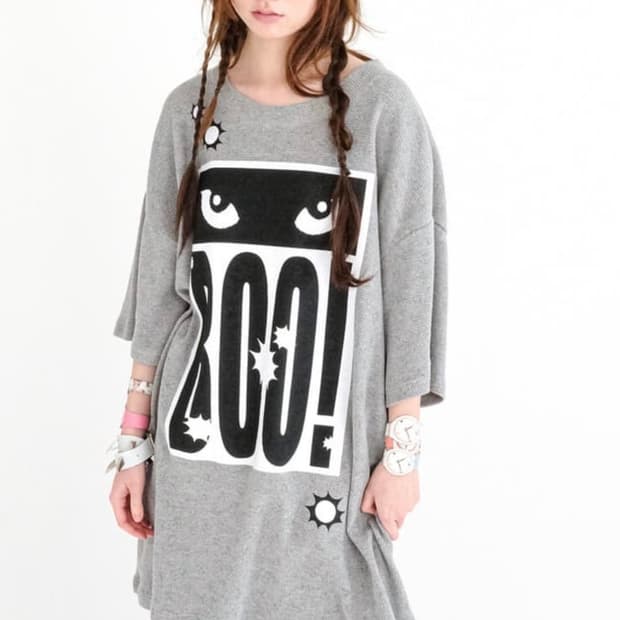 샵페어리 cat's eyes flower waffle top grey