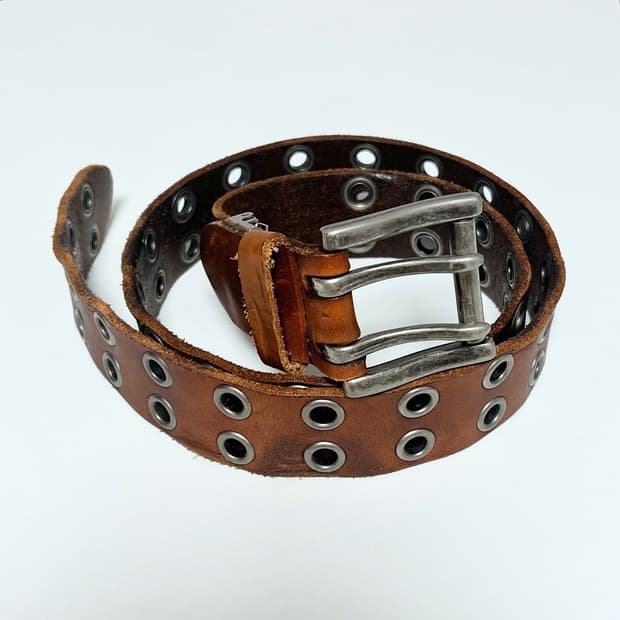 통가죽 빈티지 아일렛 투홀 통가죽 레더 벨트
