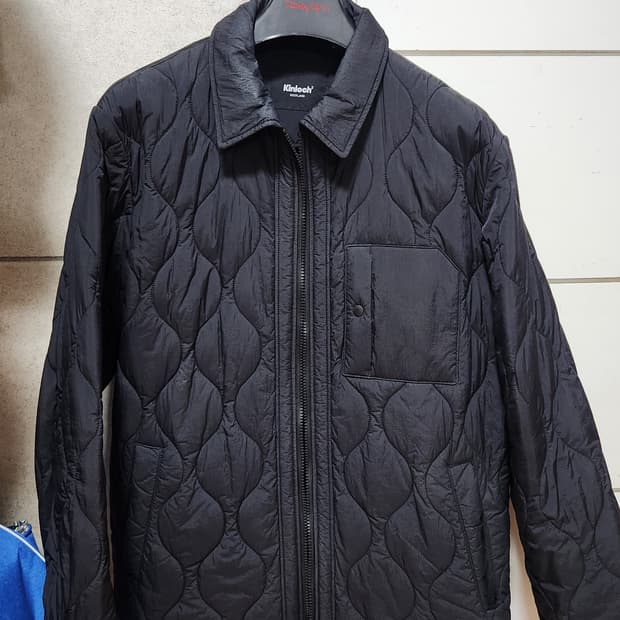 [100] 킨록 경량패딩 셔츠 셔켓 집업 블랙 깔깔이 옴므 정장 검정