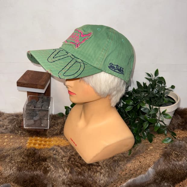 Von Dutch pink green logo ball cap
