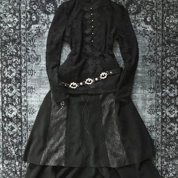 2p 빈티지 오리엔탈 고딕 페어리 블랙 무드 코디set