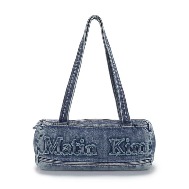 마뗑킴 matin kim 로고 워시드 데님 더플백 가방