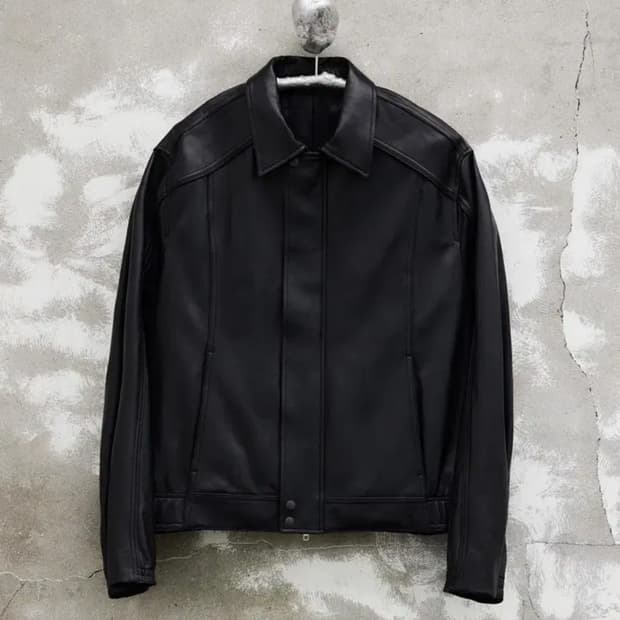 Youth Leather Bomber - Black