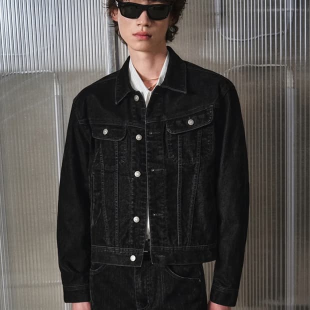 엘무드 버번 데님 트러커 자켓 벨벳틴 블랙 48