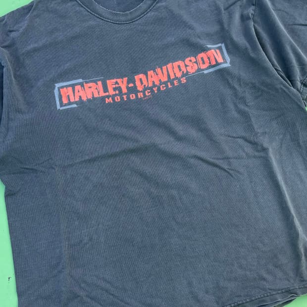 00's Harley Davidson Faded Print T-shirt