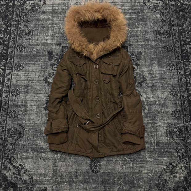 Unknown 00s racoon fur trimming military