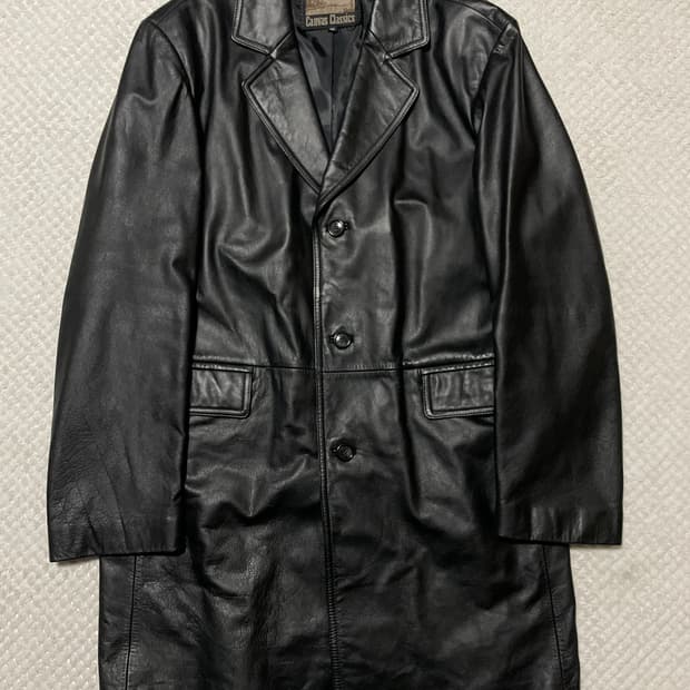 웨스턴 무드 카우하이드 3버튼 소가죽 레더 카 코트