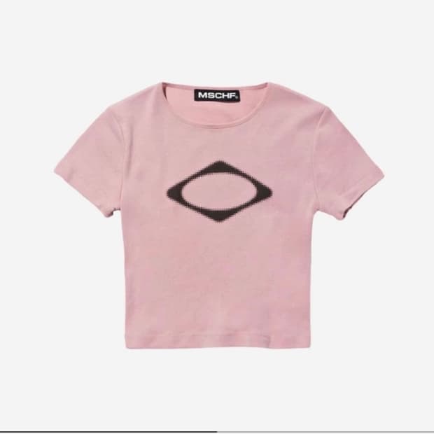 미스치프 롬버스 블러 티셔츠 더스티 핑크