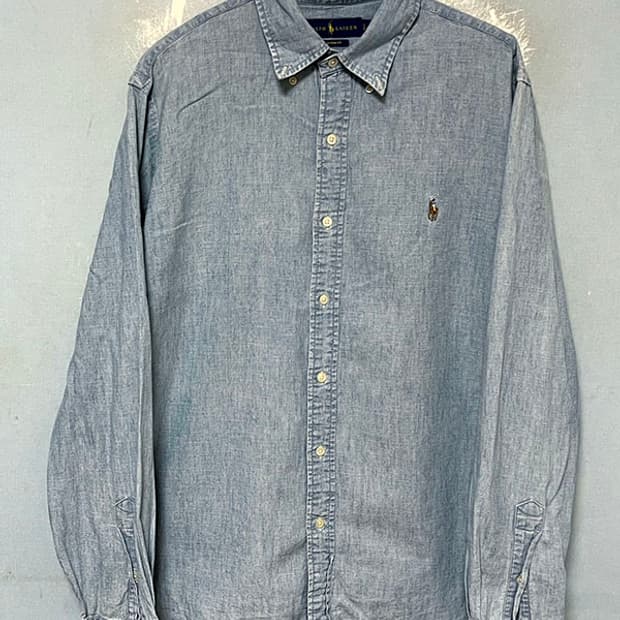 POLO 폴로 남자 샴브레이 데님셔츠 청남방 춘추 신형 캐주얼 L 100