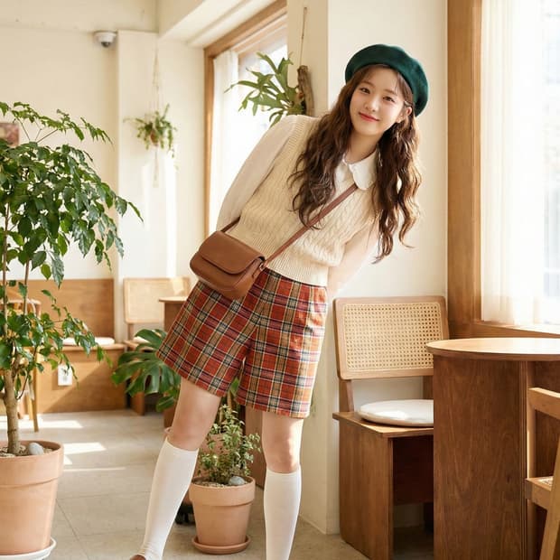 라코스테 빈티지 울 타탄체크 반바지