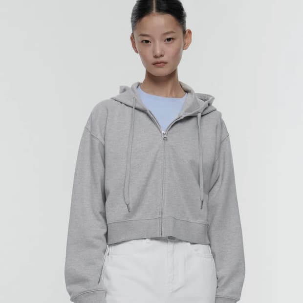 무신사 스탠다드 우먼 그레이 후드집업