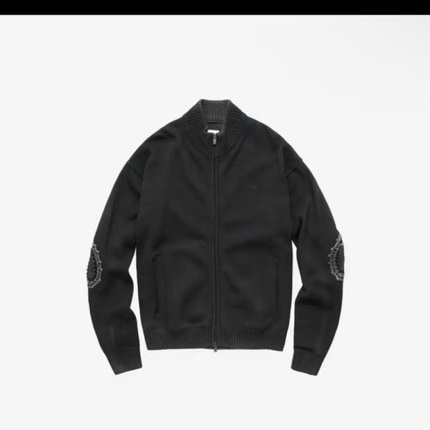 3) 폴리테루 트랙 니트 집업 차콜