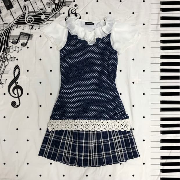 Japanese Vintage ✩⡱사와코 도트 코디 세트 3p