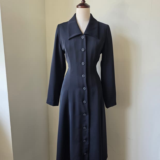 블랙 코르셋 포인트 롱 원피스