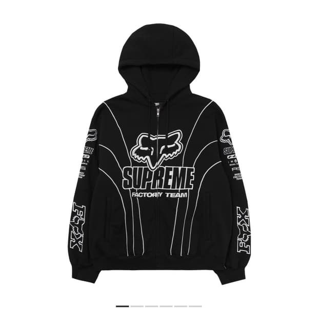 (L) 슈프림 X 폭스 레이싱 집업 후드 스웨트셔츠 블랙 25FW