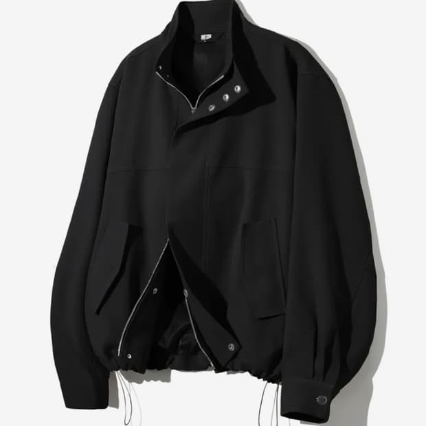 트릴리온 오버핏 하프넥 크롭 블루종 자켓 (BLACK)