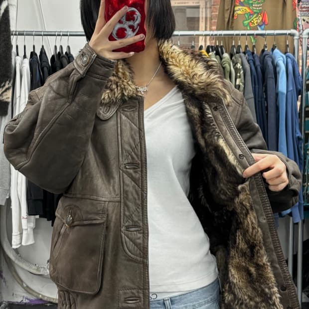 VTG 레더 퍼 자켓
