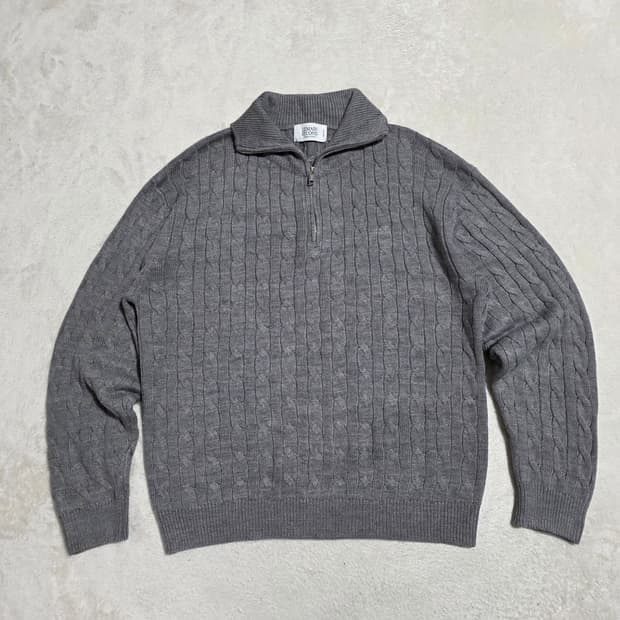 (M)리메인세컨드 하프집업 케이블 니트