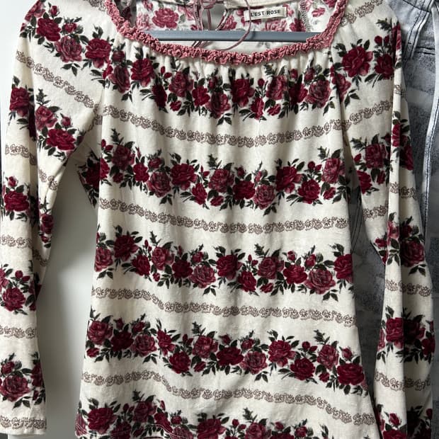 빈티지 로즈 벨벳 스퀘어넥 탑