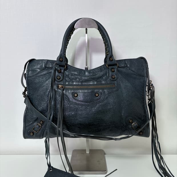 발렌시아가 시티 모터백 다크그린 미디움