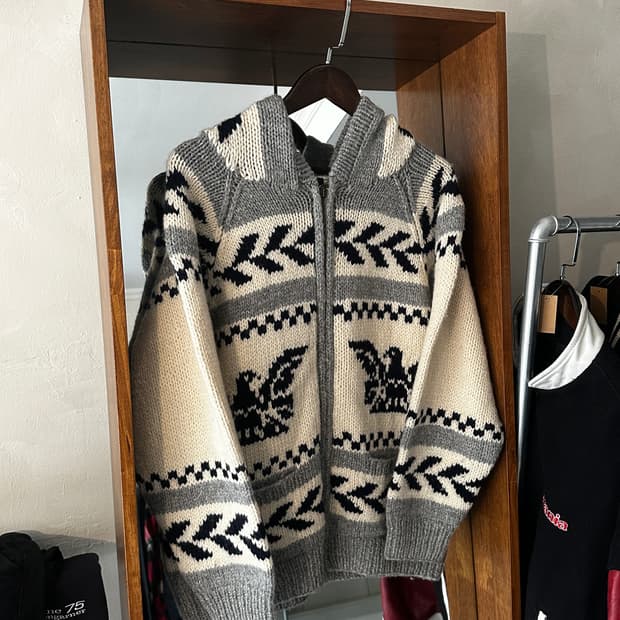 코위찬 니트 후드 집업