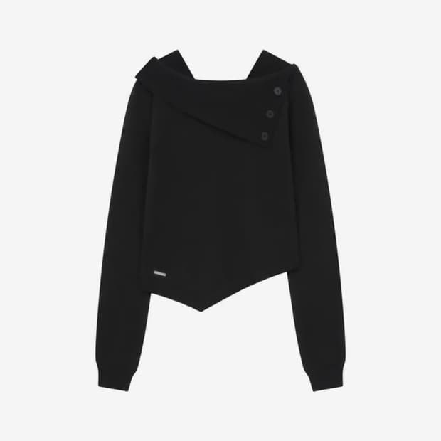 미세키서울 Oblique line button knit BLACK