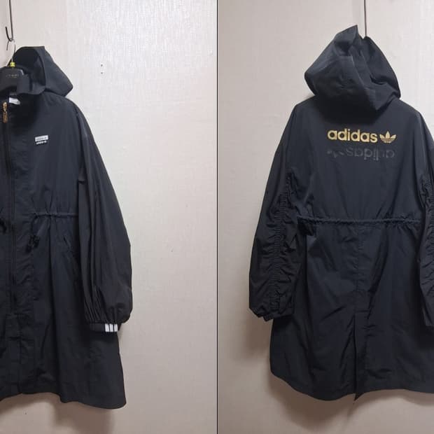 아디다스  윈더브레이커 롱점퍼 블랙 여성 5566 루즈핏 
