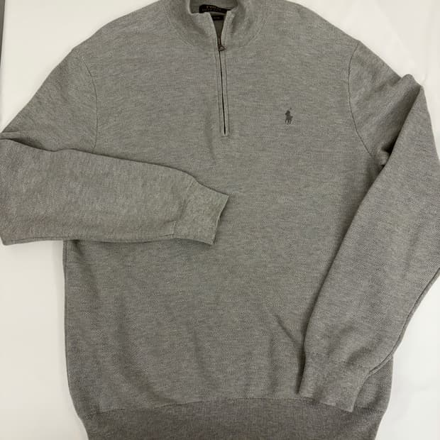 [XL] 폴로 랄프로렌 하프넥 반집업 니트 그레이