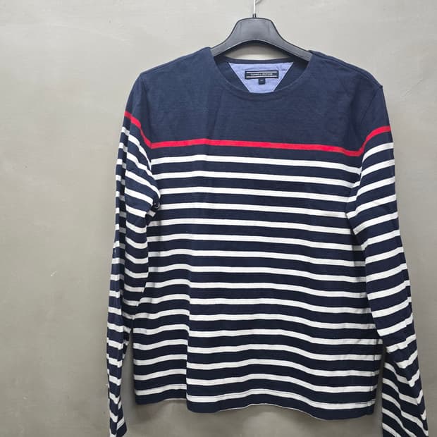타미힐피거 스트라이프 긴팔 티셔츠 M